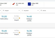 Delhi to Udaipur Flight ticket Price