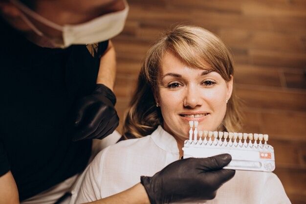 Dentist applying veneers during cosmetic dental procedure in Scarsdale