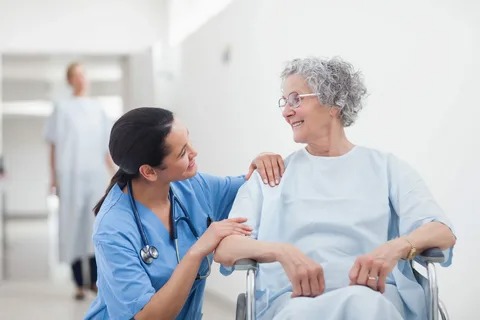 Emergency doctor treating adult patient in 24 hour ER in Houston Heights