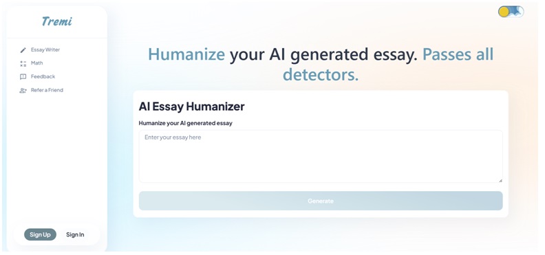 The Tremi humanizer doesn’t just swap out words or add filler. It carefully reshapes the essay so the meaning stays intact while the language shifts into something recognizably human.