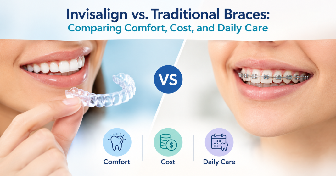 Invisalign vs. Traditional Braces: Comparing Comfort, Cost, and Daily Care Invisalign vs. Traditional Braces: Comparing Comfort, Cost, and Daily Care